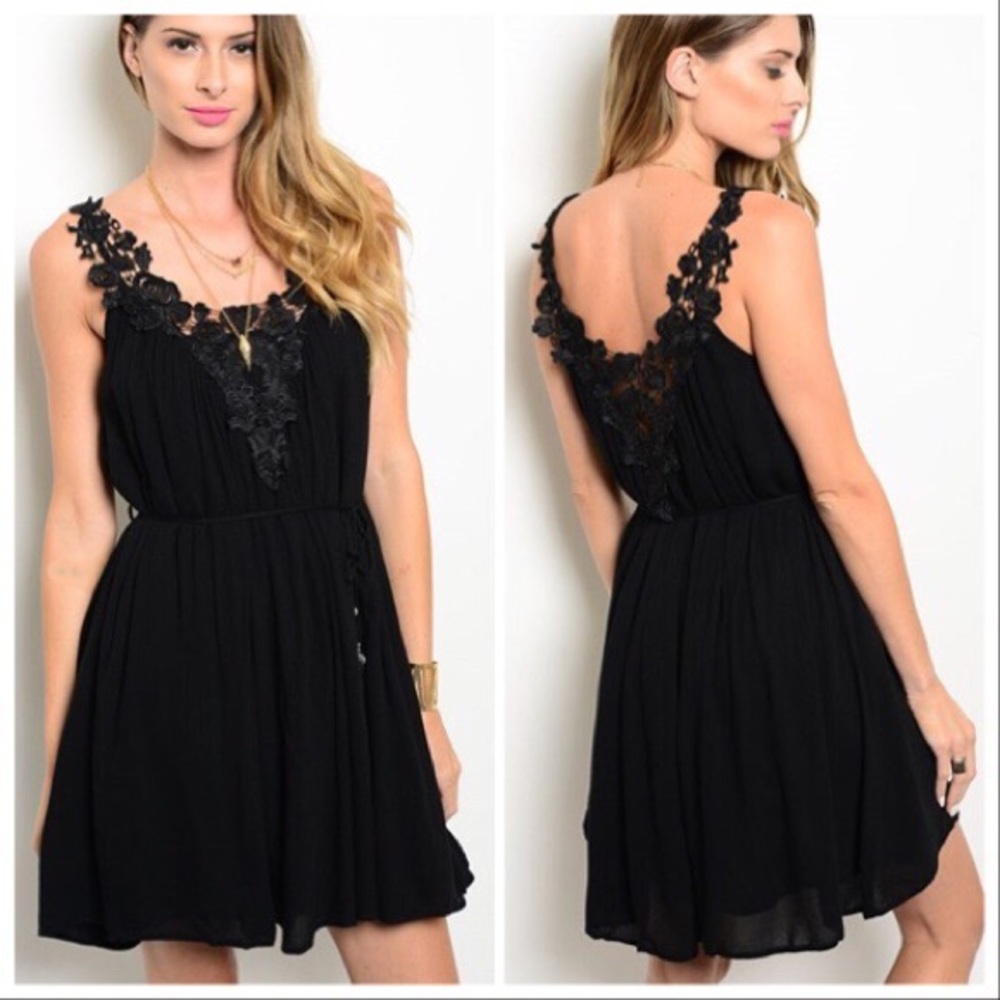 *LAST ONE* Little Black Boho Mini Dress - Picture 3 of 3